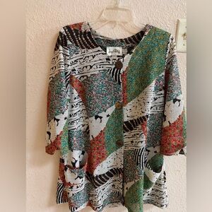 Joseph Ribkoff ladies Colorful Geometric Women cardigan loose fit sz 6